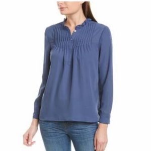 J. Crew Indigo Pleated Blouse